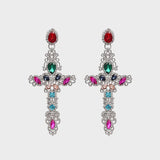 Rhinestone Alloy Cross Earrings Silver One Size Earrings - Tophatter Daily Deals