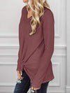 Twisted V-Neck Long Sleeve T-Shirt Women's T-Shirts - Tophatter Daily Deals