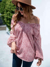 Printed Tie-Neck Balloon Sleeve Blouse Deep Red Blouses - Tophatter Daily Deals