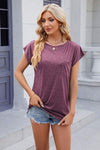 Pocketed Heathered Cap Sleeve T-Shirt Women's T-Shirts - Tophatter Daily Deals