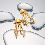 18K Gold-Plated Stainless Steel Jellyfish Earrings Earrings - Tophatter Daily Deals