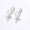 925 Sterling Silver Inlaid Zircon Cross Dangle Earrings Silver One Size Earrings - Tophatter Daily Deals