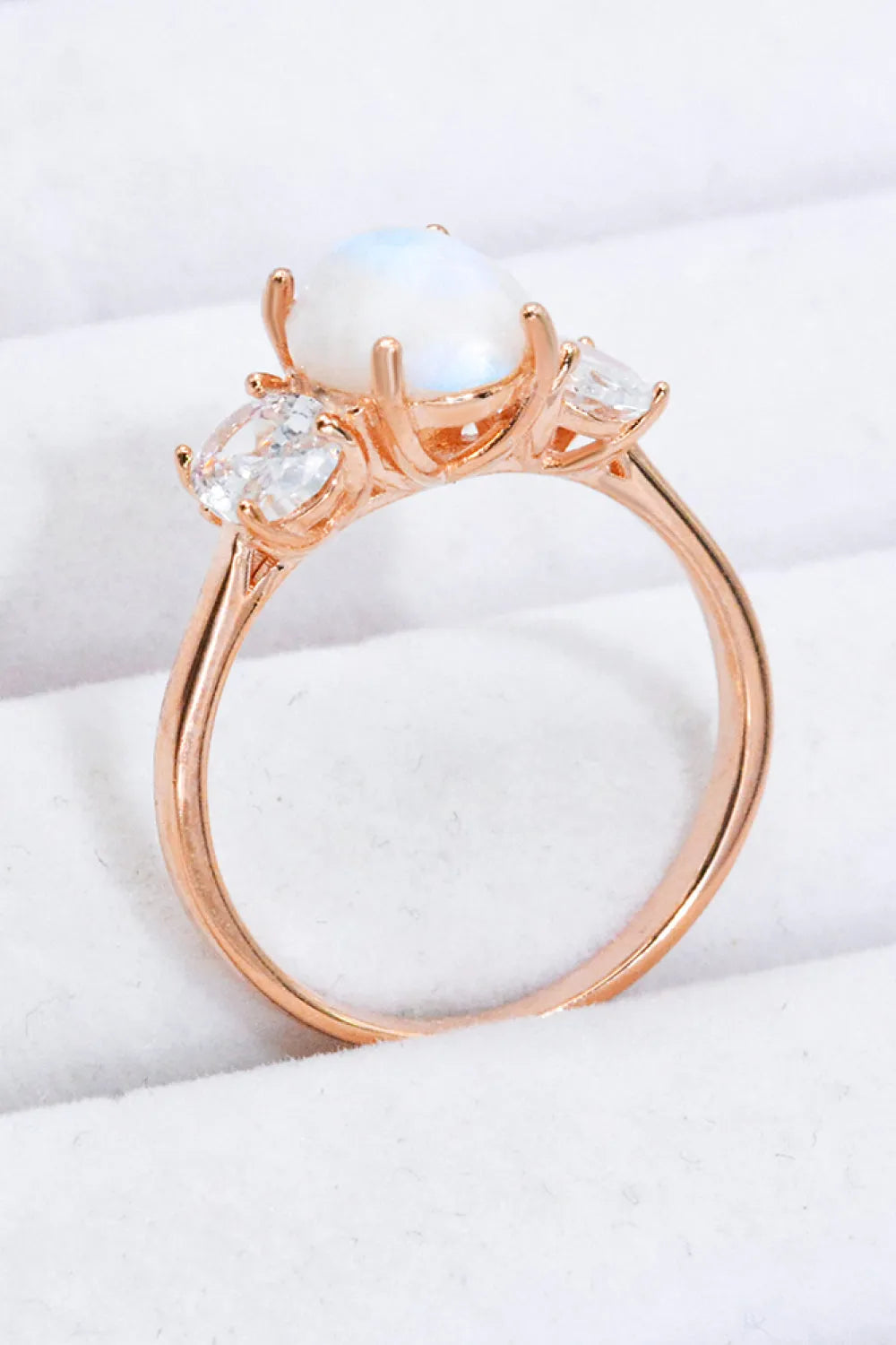 Natural Moonstone and Zircon Ring Moonstone - Tophatter Daily Deals