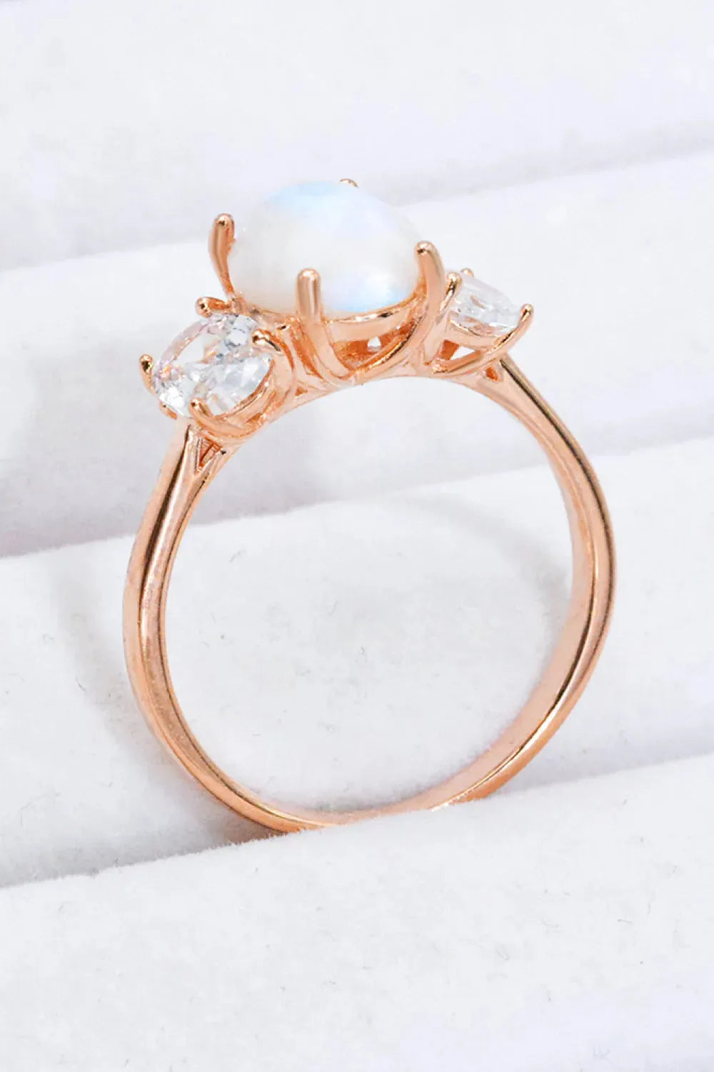 Natural Moonstone and Zircon Ring Moonstone - Tophatter Daily Deals