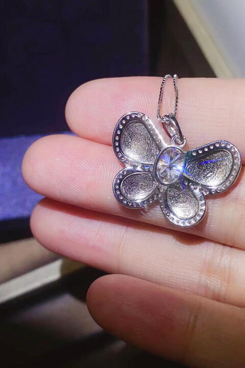 1 Carat Moissanite Butterfly Pendant Necklace Moissanite - Tophatter Daily Deals