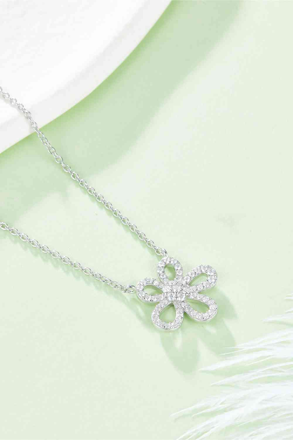 Moissanite Flower Pendant 925 Sterling Silver Necklace Moissanite - Tophatter Daily Deals