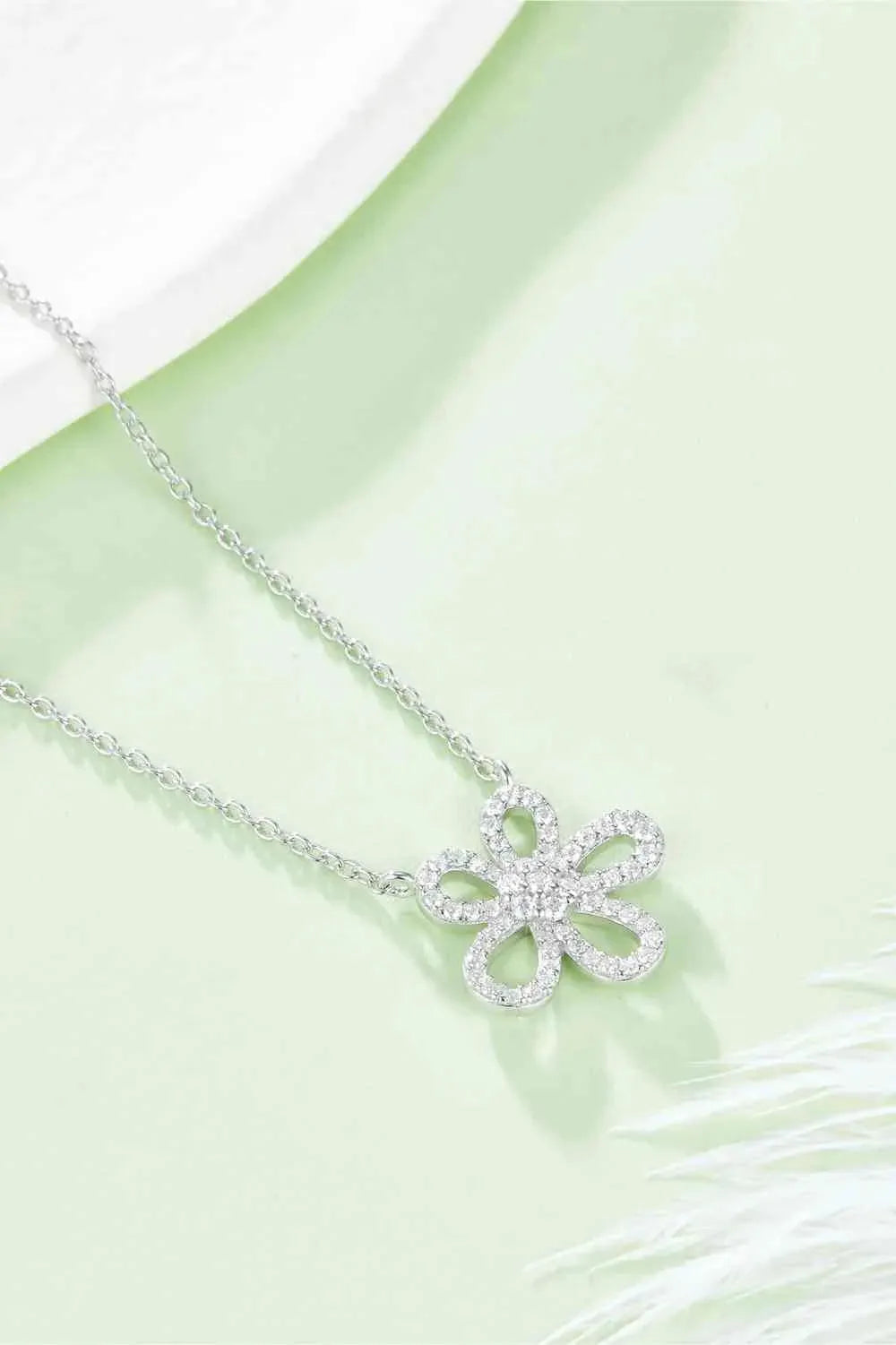 Moissanite Flower Pendant 925 Sterling Silver Necklace Moissanite - Tophatter Daily Deals