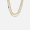 Beaded Titanium Steel Double-Layered Necklace Gold One Size Necklaces - Tophatter Daily Deals