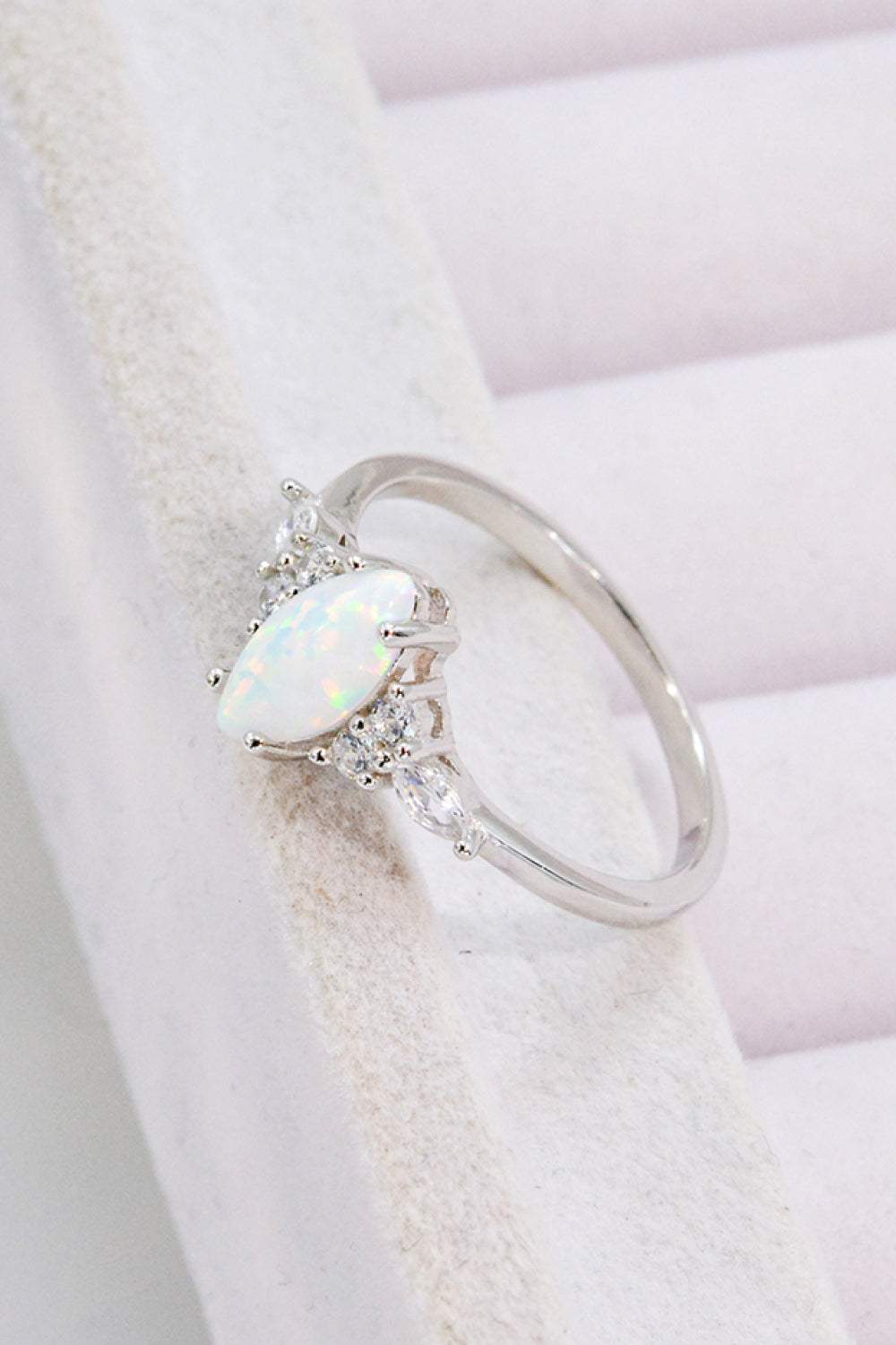 Opal and Zircon Platinum-Plated Ring Opal - Tophatter Daily Deals