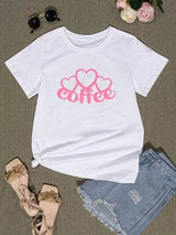 COFFEE Round Neck Short Sleeve T-Shirt Women's T-Shirts - Tophatter Daily Deals