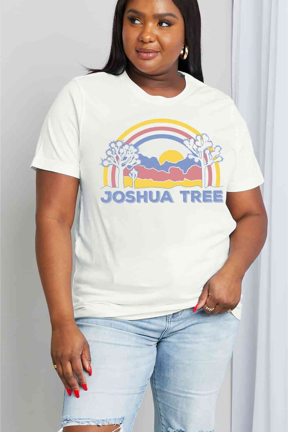 Simply Love Full Size JOSHUA TREE Graphic Cotton Tee Bleach Women's T-Shirts - Tophatter Daily Deals