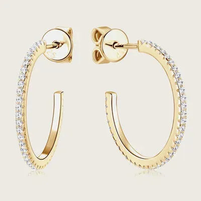 Inlaid Moissanite 925 Sterling Silver C-Hoop Earrings Moissanite - Tophatter Daily Deals