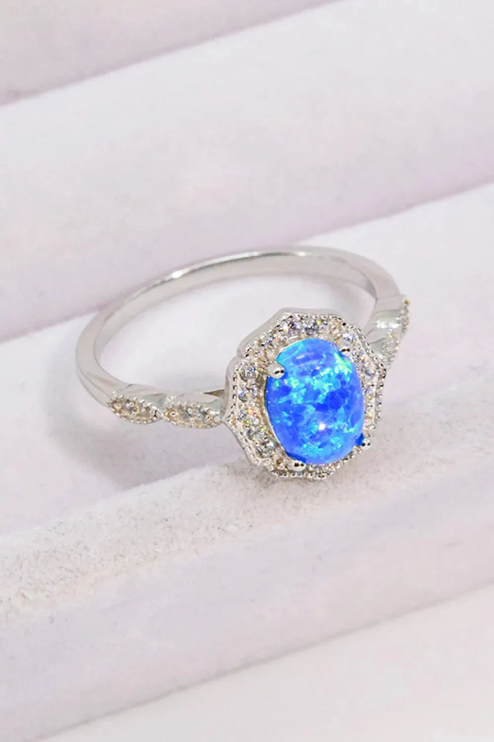 Opal and Zircon 925 Sterling Silver Ring Opal - Tophatter Daily Deals