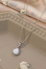 Opal Round Pendant Chain Necklace Opal - Tophatter Daily Deals