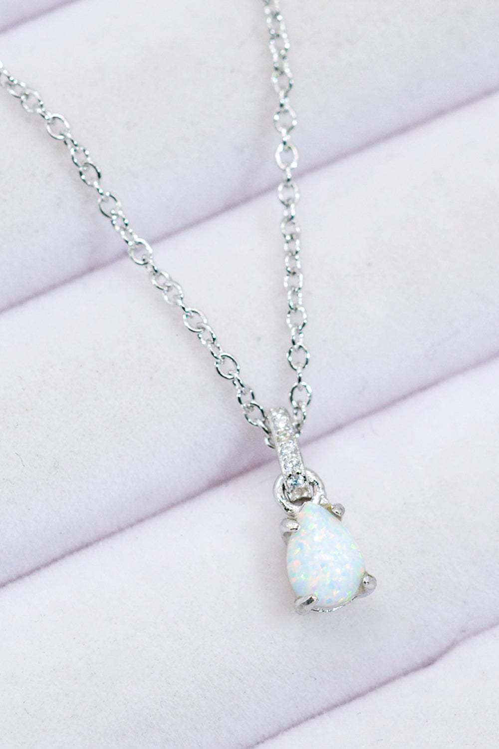 Opal Pendant 925 Sterling Silver Chain-Link Necklace - Tophatter Deals