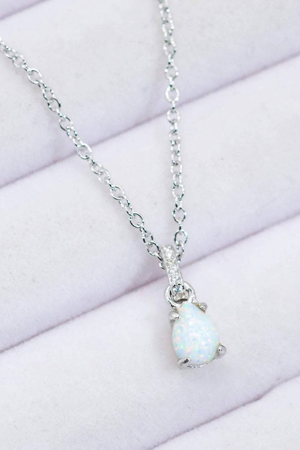 Opal Pendant 925 Sterling Silver Chain-Link Necklace Opal - Tophatter Daily Deals