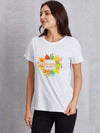 Graphic Round Neck Short Sleeve T-Shirt White Women's T-Shirts - Tophatter Daily Deals