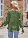 Round Neck Lantern Sleeve Blouse Blouses - Tophatter Daily Deals