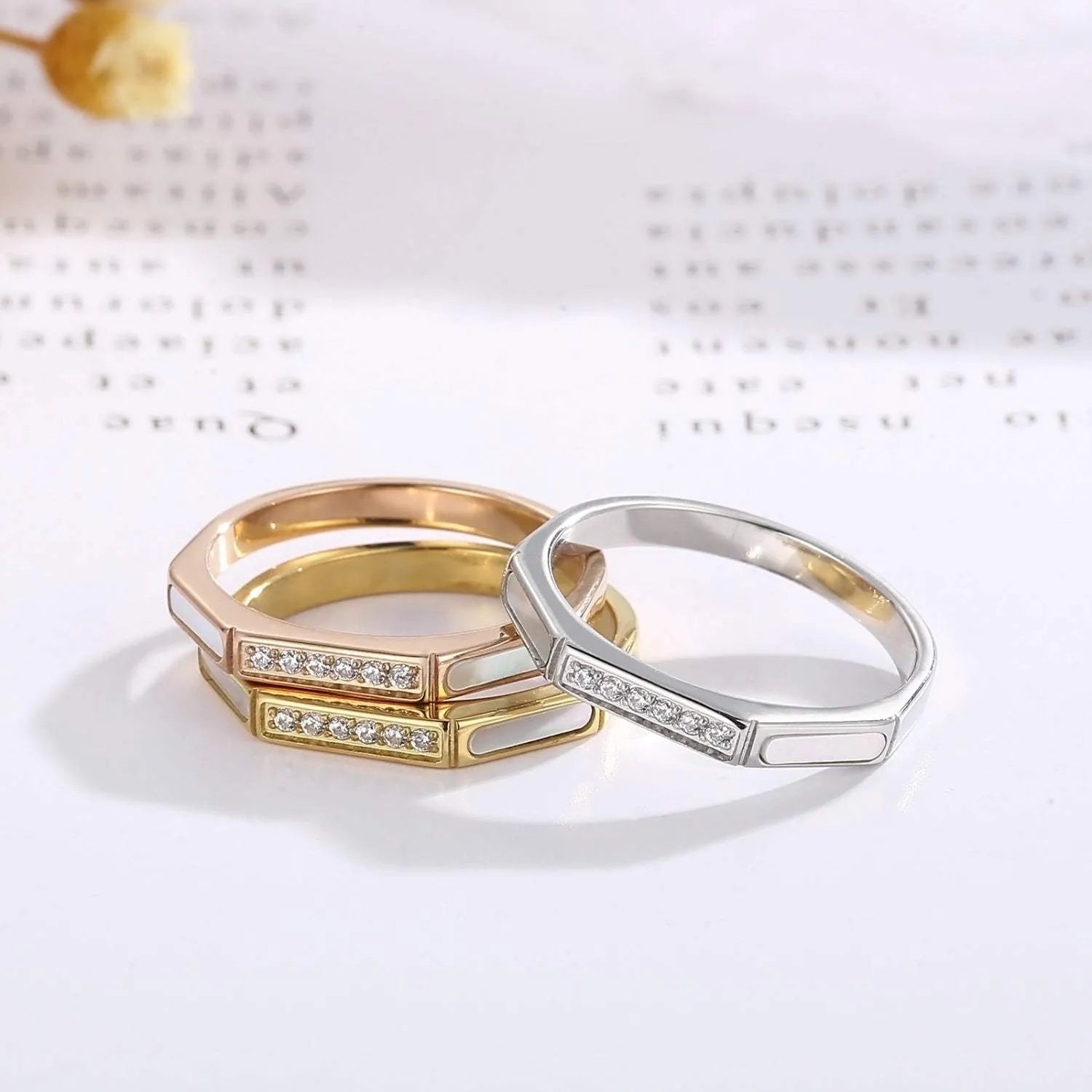 Stainless Steel Inlaid Zircon Ring Rings - Tophatter Daily Deals