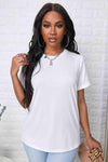 Round Neck Cuffed Short Sleeve Tee Women's T-Shirts - Tophatter Daily Deals