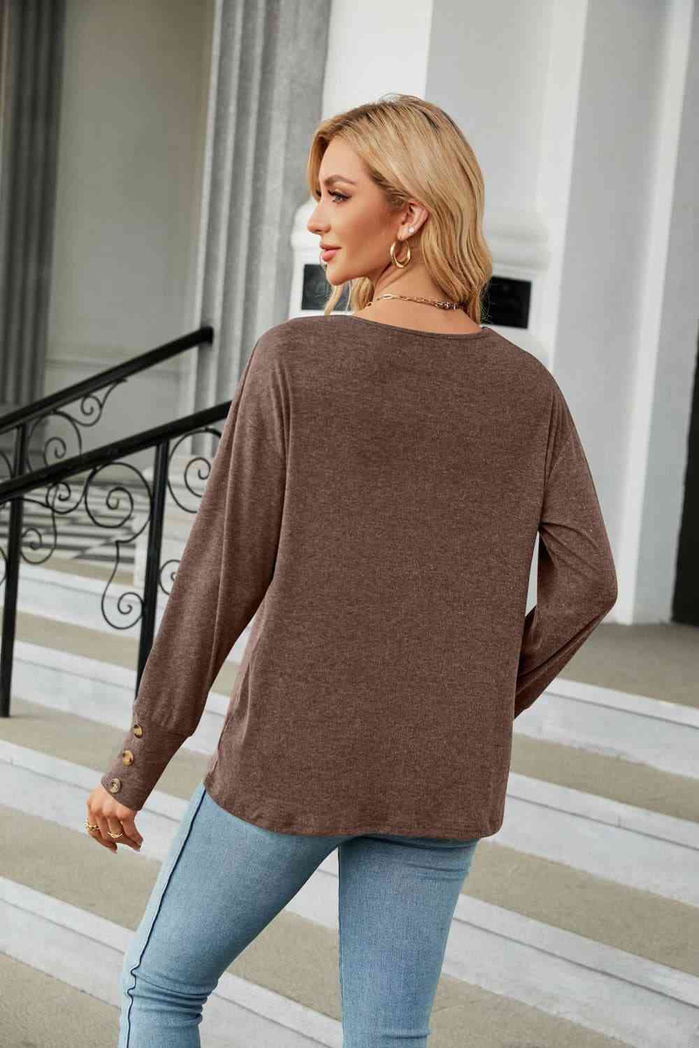 V-Neck Long Sleeve T-Shirt Women's T-Shirts - Tophatter Daily Deals