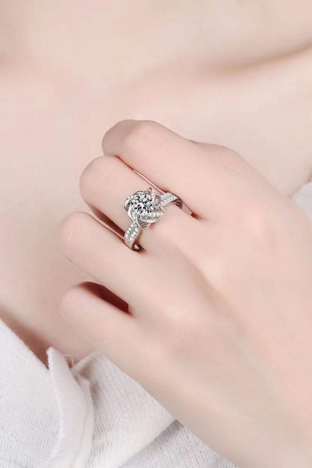 2 Carat Moissanite Floral Platinum-Plated Ring Moissanite - Tophatter Daily Deals