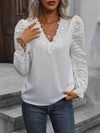 V-Neck Flounce Sleeve Blouse White Blouses - Tophatter Daily Deals