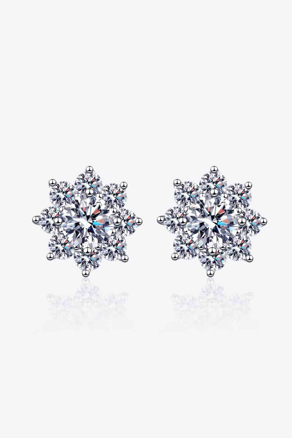 1 Carat Moissanite 925 Sterling Silver Flower Earrings - Tophatter Shopping Deals