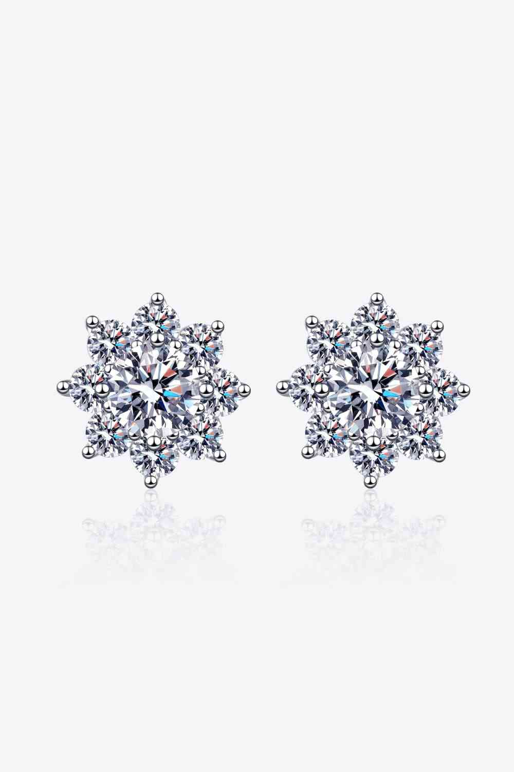 1 Carat Moissanite 925 Sterling Silver Flower Earrings Moissanite - Tophatter Daily Deals