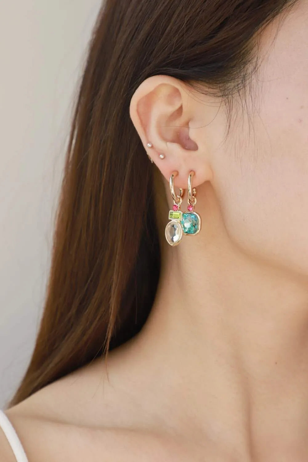 Crystal C-Hoop Drop Earrings Earrings - Tophatter Daily Deals