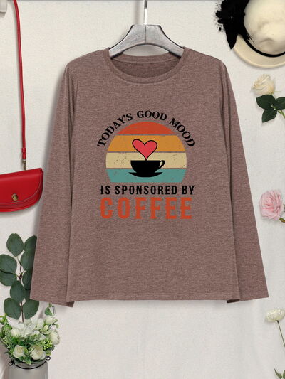 TODAY'S GOOD MOOD IS SPONSORED BY COFFEE Round Neck T-Shirt Women's T-Shirts - Tophatter Daily Deals