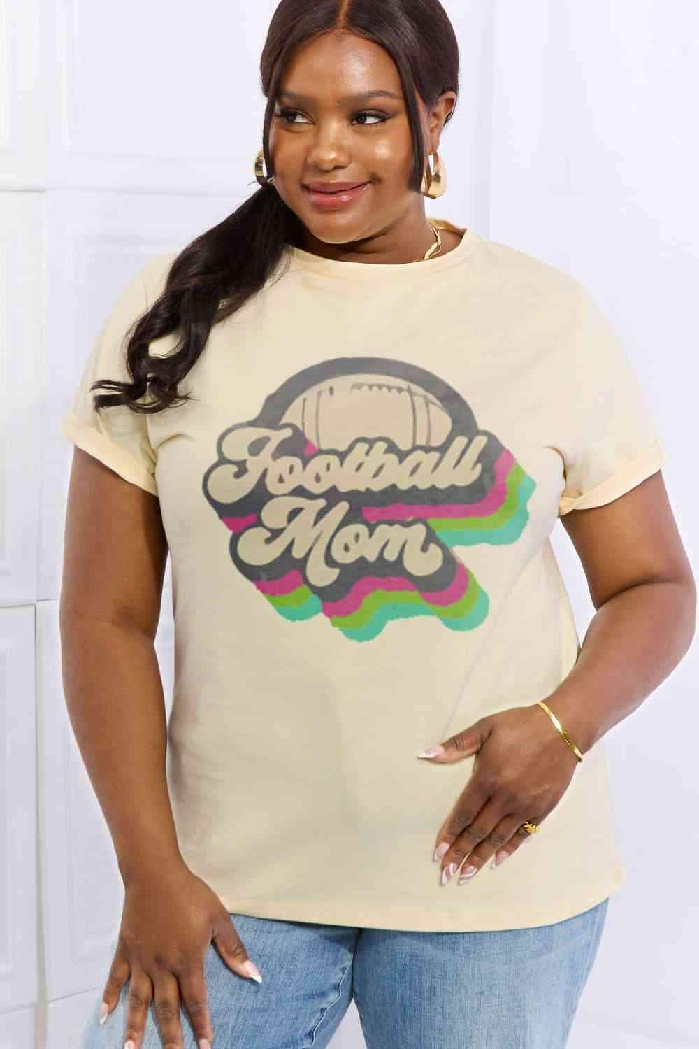 Simply Love Full Size FOOTBALL MOM Graphic Cotton Tee Women's T-Shirts - Tophatter Daily Deals