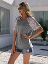 Leopard Round Neck Short Sleeve T-Shirt Women's T-Shirts - Tophatter Daily Deals