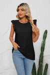 Smocked Round Neck Eyelet Top Black Blouses - Tophatter Daily Deals