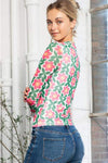 Floral Round Neck Long Sleeve Top Blouses - Tophatter Daily Deals