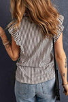 Striped Flutter Sleeve Tank Blouses - Tophatter Daily Deals