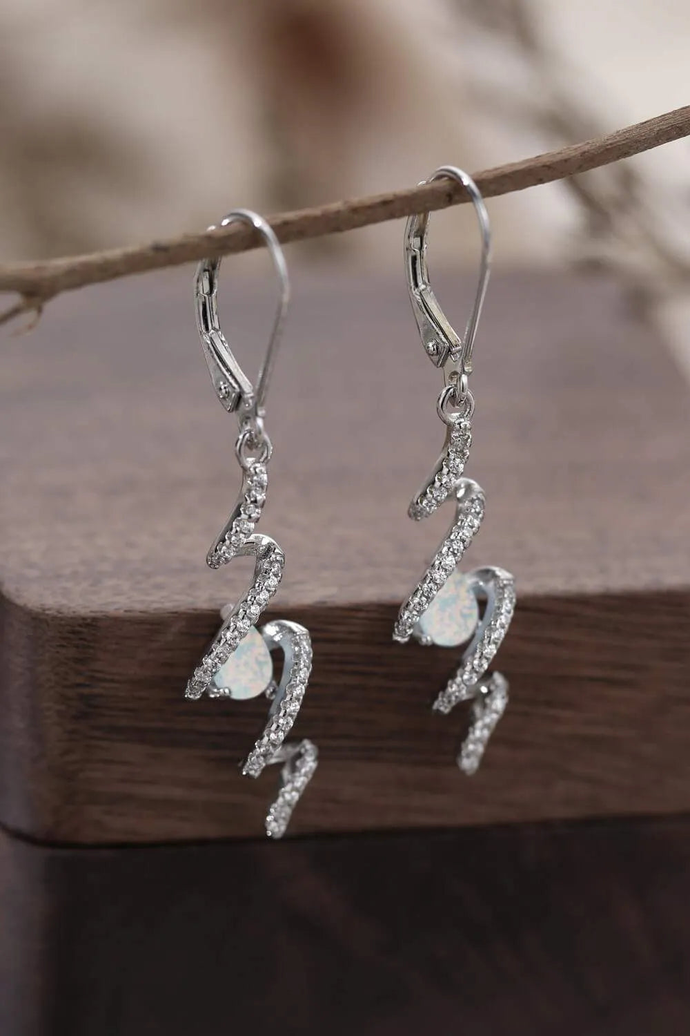 Twisted Opal Drop Earrings White One Size Opal - Tophatter Daily Deals