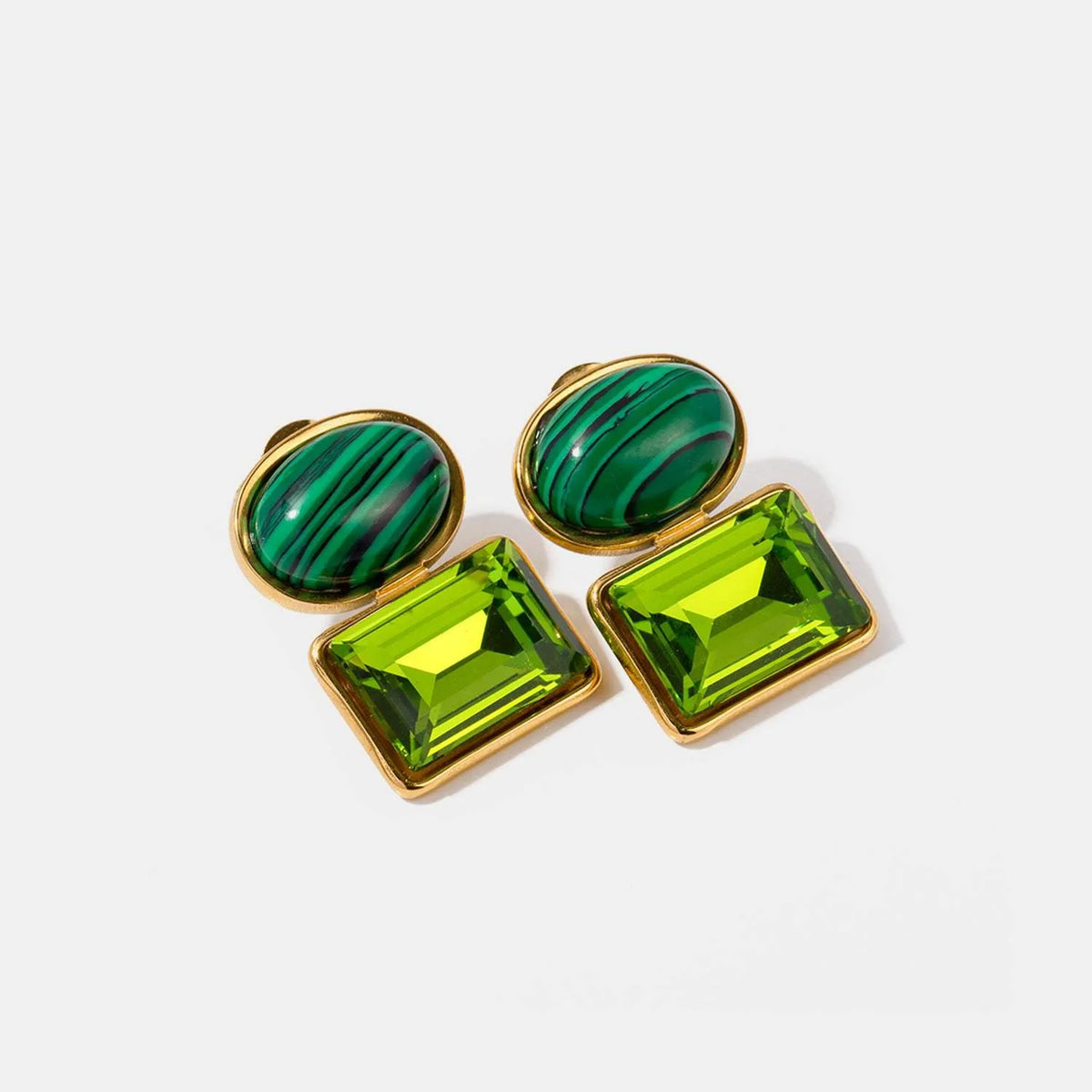 Geometric Stainless Steel Earrings Lime One Size Earrings - Tophatter Daily Deals
