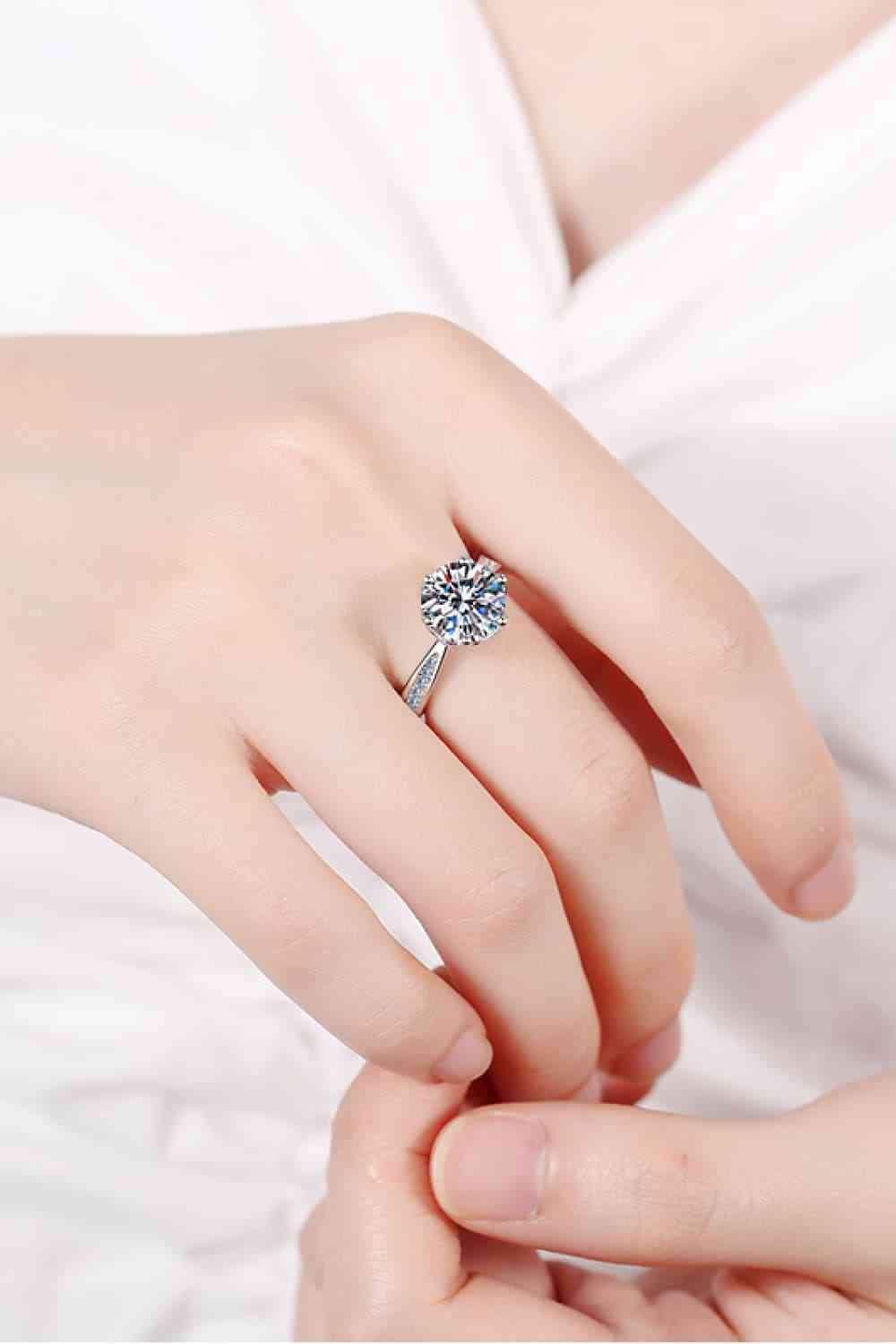 3 Carat Moissanite Rhodium-Plated Side Stone Ring Moissanite - Tophatter Daily Deals