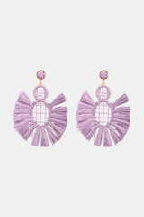 Raffia Grass Tassel Detail Dangle Earrings Lilac One Size Earrings - Tophatter Daily Deals
