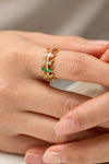 Zircon 18K Gold-Plated Leaf Open Ring Gold One Size Rings - Tophatter Daily Deals