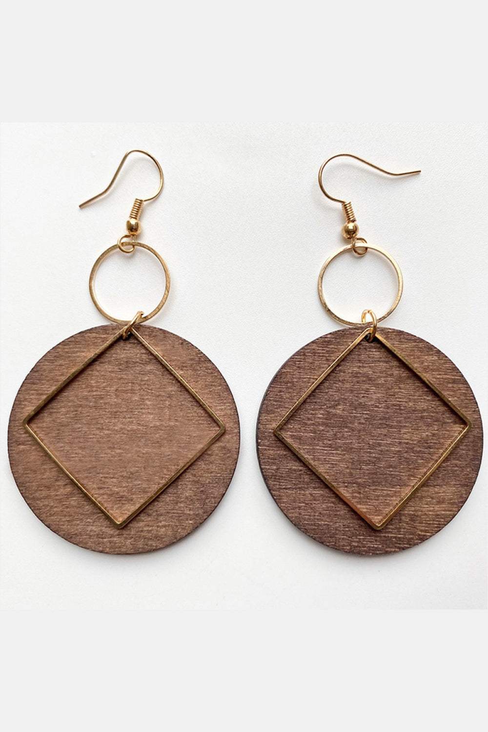 Geometrical Shape Wooden Dangle Earrings Style A One Size Earrings - Tophatter Daily Deals