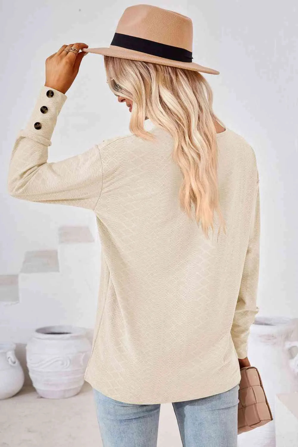 V-Neck Long Sleeve Blouse Blouses - Tophatter Daily Deals