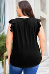 Plus Size Flutter Sleeve Notched Blouse Blouses - Tophatter Daily Deals