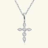 925 Sterling Silver Moissanite Cross Pendant Necklace Silver One Size Moissanite - Tophatter Daily Deals