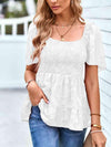 Smocked Square Neck Babydoll Blouse White Blouses - Tophatter Daily Deals