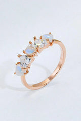 Moonstone and Zircon Heart Ring Moonstone Rose Gold Moonstone - Tophatter Daily Deals