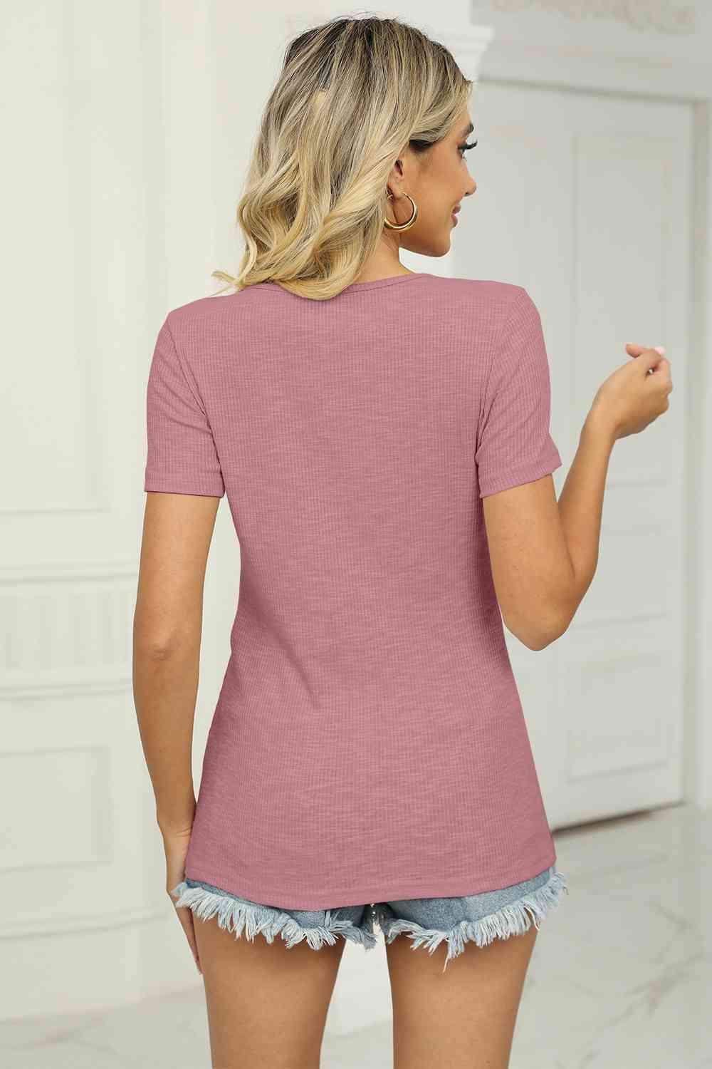 Twisted V-Neck T-Shirt Women's T-Shirts - Tophatter Daily Deals