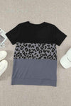 Leopard Print Color Block Short Sleeve T-Shirt Women's T-Shirts - Tophatter Daily Deals