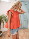 Lace Detail Round Neck Peplum T-Shirt Women's T-Shirts - Tophatter Daily Deals